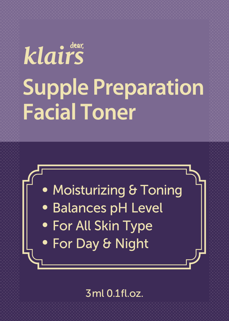 Dear, Klairs Supple Preparation Facial Toner 3 mL