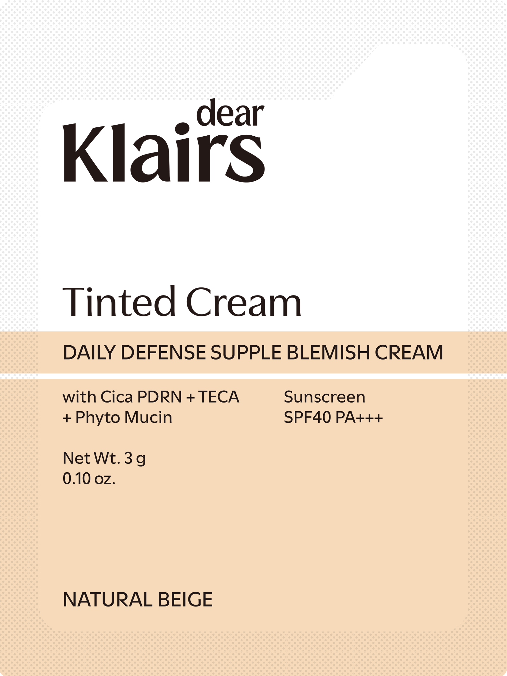 Dear Klairs Daily Defense Supple Blemish Cream Natural Beige SPF40 PA+++ 3 g