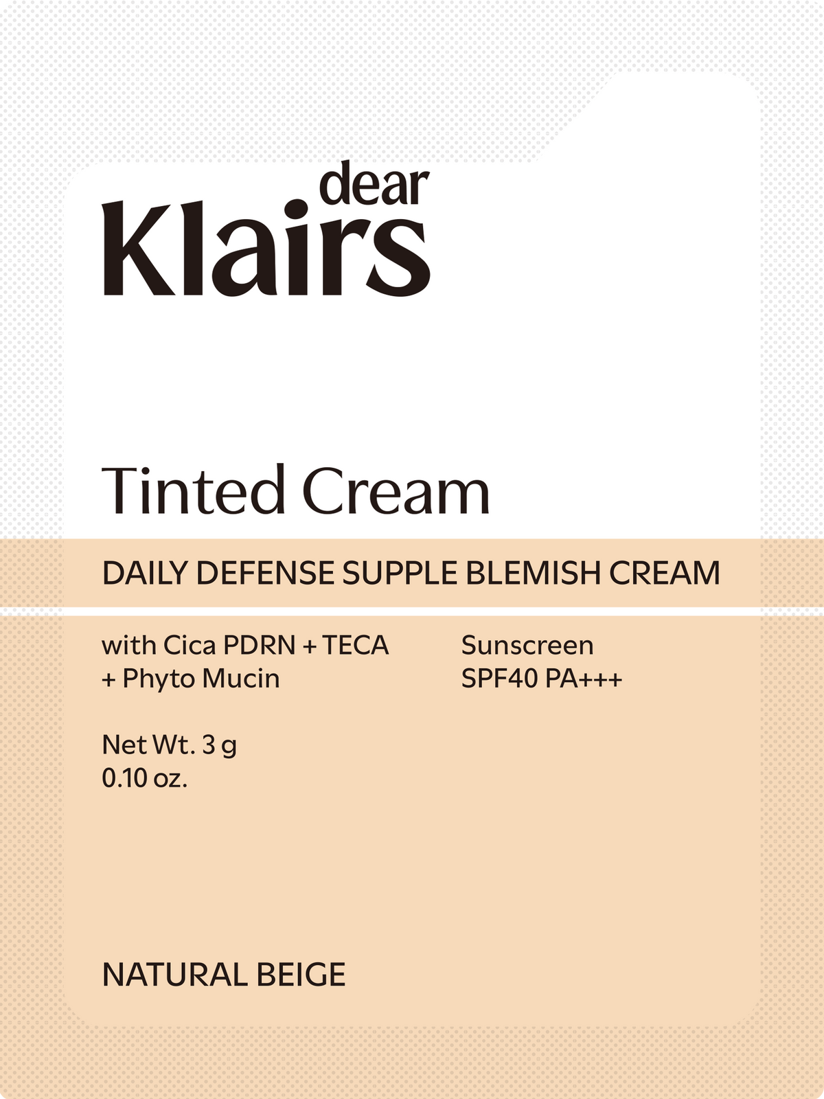 Dear Klairs Daily Defense Supple Blemish Cream Natural Beige SPF40 PA+++ 10 g