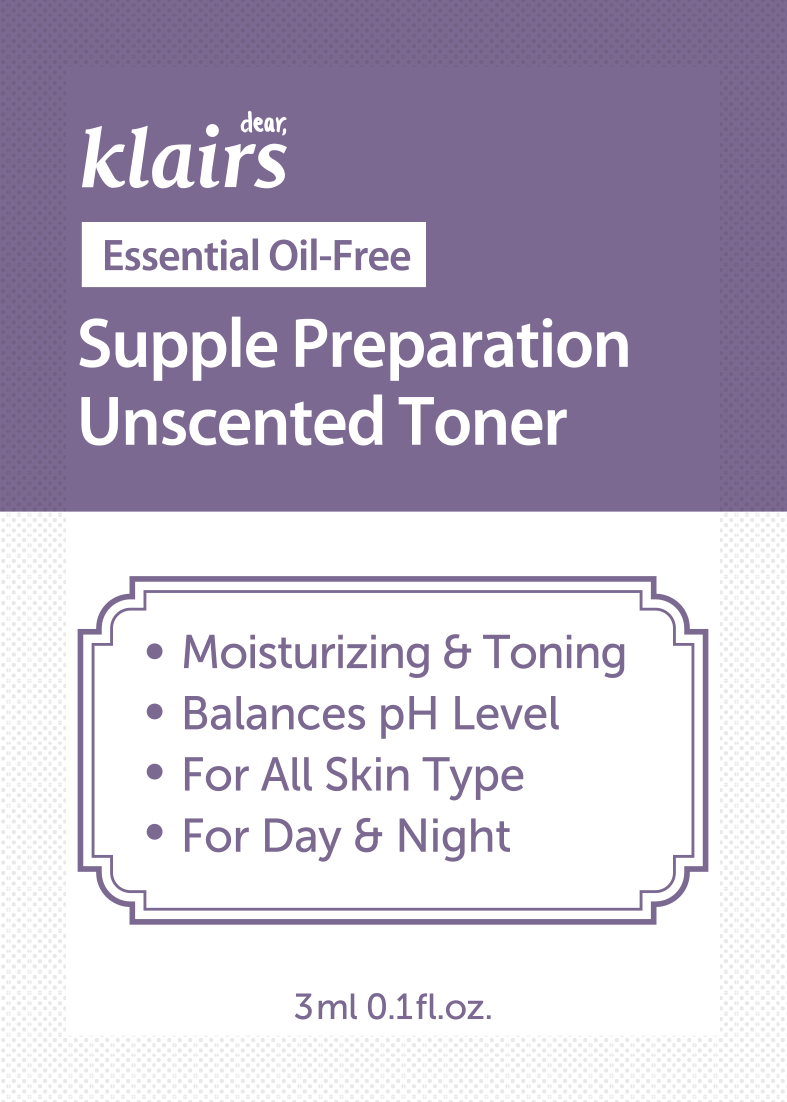 Dear, Klairs Supple Preparation Unscented Toner 3 mL